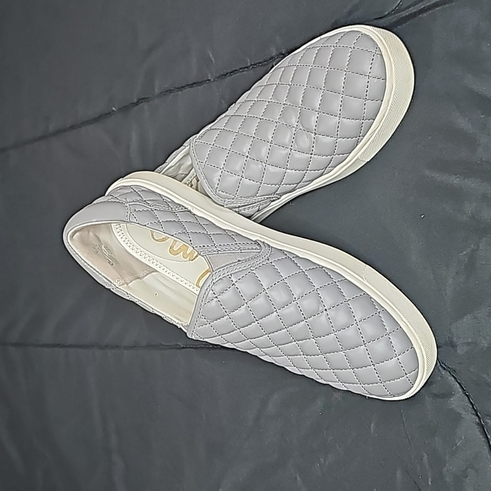 Sam Edelman Quilted Gray Slip-On Sneakers